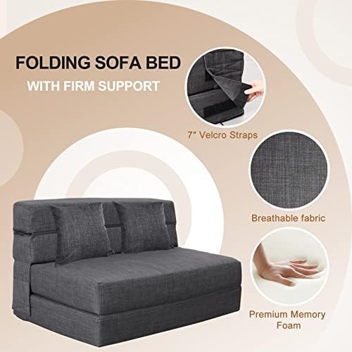 Nigoone Queen Size Folding Sofa Couch Memory Foam with 2 Pillows Sleeper Chai...