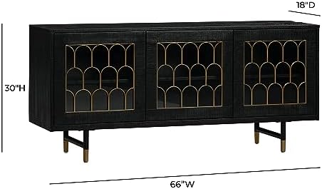 TOV Furniture The The Gatsby Collection Art Deco Brass Dark Acacia Wood Buffe...