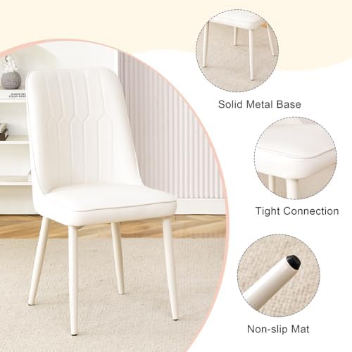 Ebullient 67'' Modern Dining Table Set for 6, White Kitchen Table Cha...