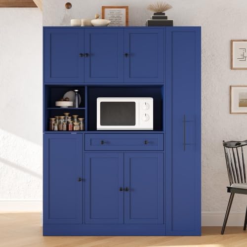 LUMISOL 70" Farmhouse Kitchen Pantry Storage Cabinet with Pull-Out Shelf...
