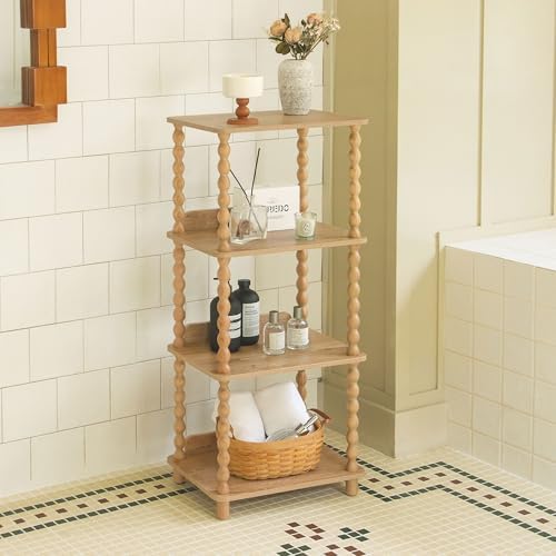 Fultyle Bookshelf, 4-Tier Wooden Bookcase with Open Shelves, Modern Book Shel...