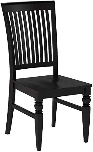 East West Furniture WEC-BLK-W Weston Dining Chairs - Slat Back Wood Seat Kitc...