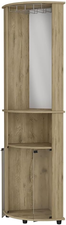 Farmhouse Rustic Corner Cabinet, Storage Locker 3-Tier Shelf with Glass Rack,...