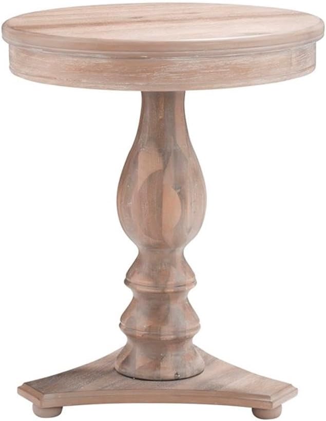 MAKLAINE Round Wood Side Table, 20" D x 24.5" H, Acacia and MDF, Na...