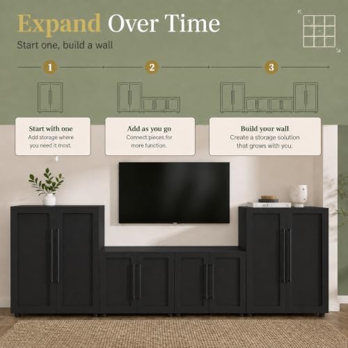 From the Tree Furniture 32 Inch Sideboard Cabinet, Black Tall Glass Door