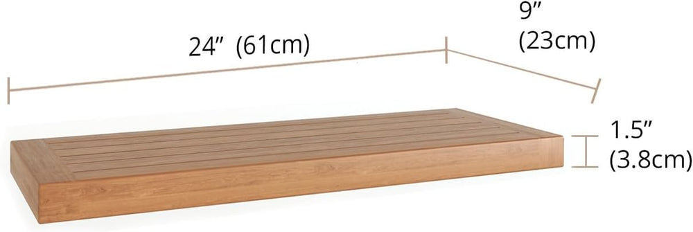 AquaTeak The Original 24" Moa Floating Teak Wall Shelf