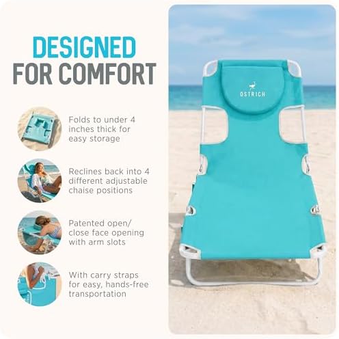 Ostrich The Original Chaise Lounge 72"x22" Portable Reclining Loung...