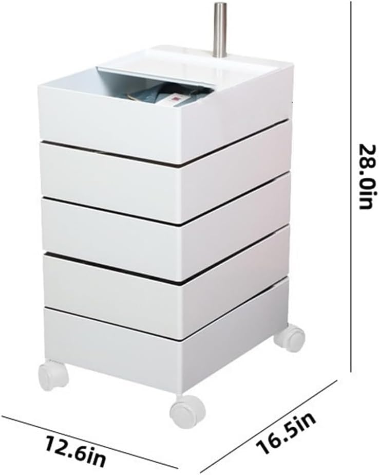 Rotating Storage Cabinet, Multi-Layer Movable Bedside Table, End Table with R...