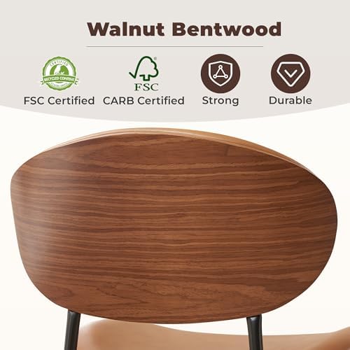 BedsPick Mid-Century Modern Dining Chairs Set of 2, PU Leather Upholstered Di...
