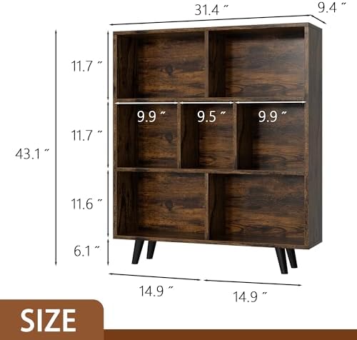 Shintenchi Cube Storage Organizer, 3 Tier Mid-Century Bookcase with Legs Cube...