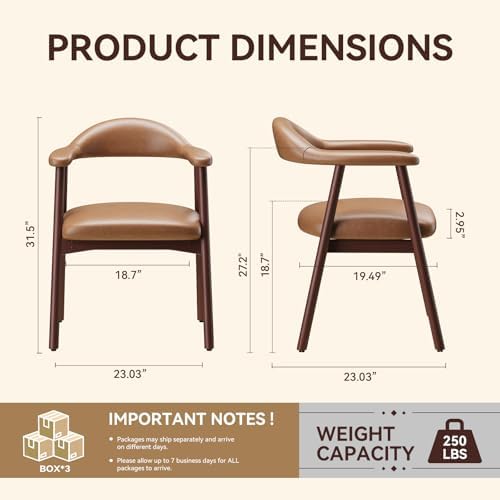 MALOL Leather Dining Chair with Armrest Set of 6, Upholstered Dining Room Cha...