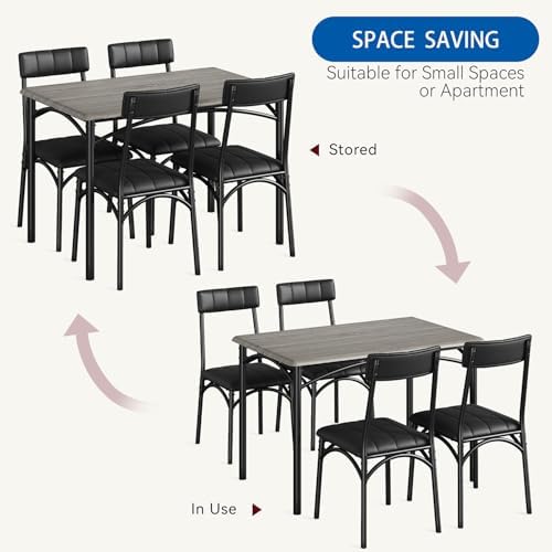 IDEALHOUSE Dining Table Set for 4, Kitchen Table and Chairs for 4 with Uphols...