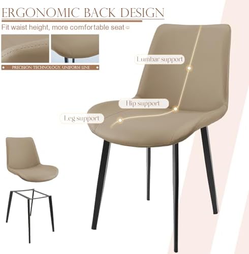 Dining Chairs, Modern PU Leather Dining Room Chair with Sturdy Metal Legs, Up...