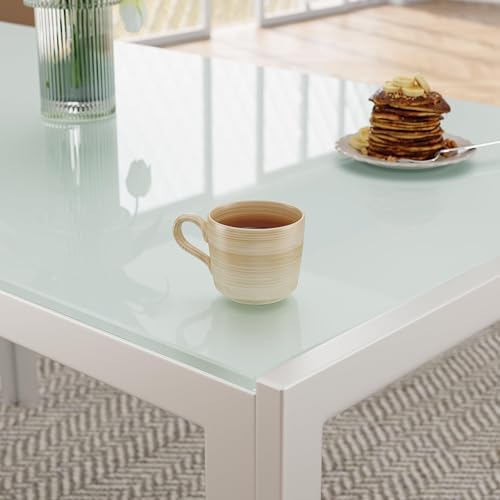 Bealife Kitchen Dining Table Set for 4, Tempered Glass 5 Piece - White