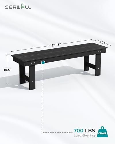 SERWALL Outdoor Dining Set, Patio Dining Set with Bench, Black