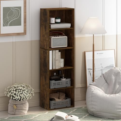 Furinno LUDER Book Shelf, 5-Tier Bookshelf, Bookcase with Open Shelves, 9.4 x...