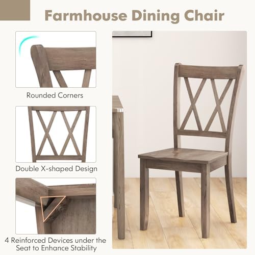 GOFLAME Wooden Dining Chairs Set of 4, Mid-Century Farmhouse Kitchen Side Cha...