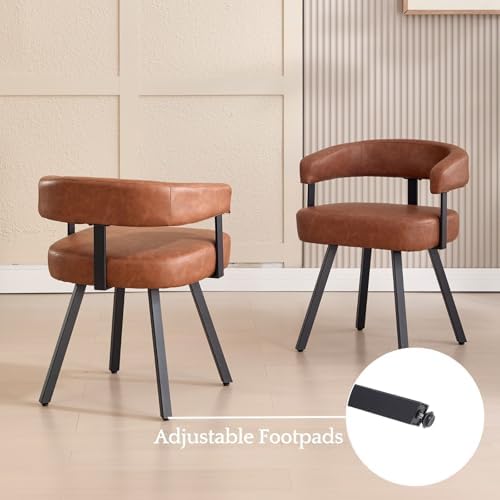 LukeAlon PU Leather Dining Chairs Set of 4, Simple Upholstered Side Chair wit...
