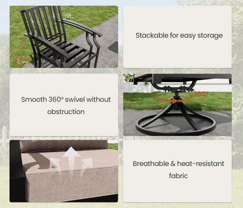 16 PCS Outdoor Patio Dining Set,Patio Table and Chairs Metal Outdoor Patio Fu...
