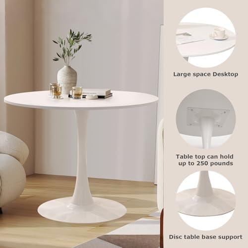 3-Pieces Dining Sets, 31.5" Round Dining Table Set with 2 Velvet Upholst...