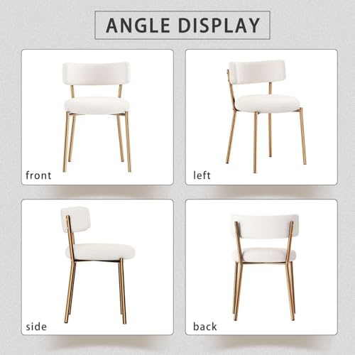 Gold Round Glass Dining Table Set for 4, 36'' Small Modern Kitchen Ta...