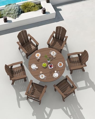 SERWALL 5-Piece Patio Dining Set, 45" Table & 4 Adirondack Chairs, B...
