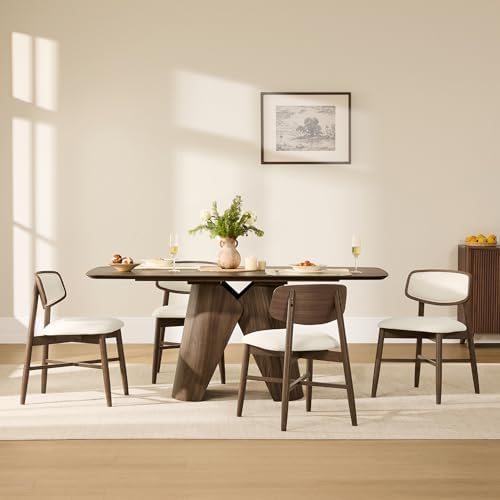 CHITA Wooden Dining Chairs Set of 4, Upholstered Seat, Walnut