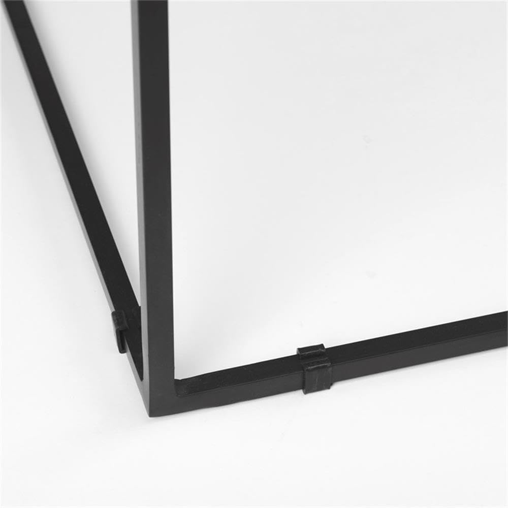Pemberly Row Square White Marble and Black Metal End Table, 18 in x 18 in x 2...