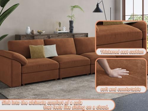 EASE MOOSE Oversized Modular Sectional Sofa with Ottoman, Modern Luxury Wide ...