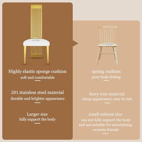 Dining Chairs Set of 6, Luxury Upholstered Boucle Chairs with Slatted Mirrore...