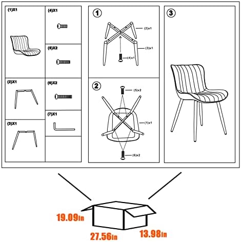 YOUNUOKE Dining Chairs Set of 2 Mid-Century Modern Kitchen Chair Black | Faux...