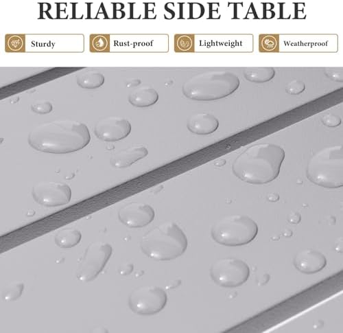 Crestlive Products Aluminum Outdoor Side Table Set of 2, Pool Lounge Chair Si...