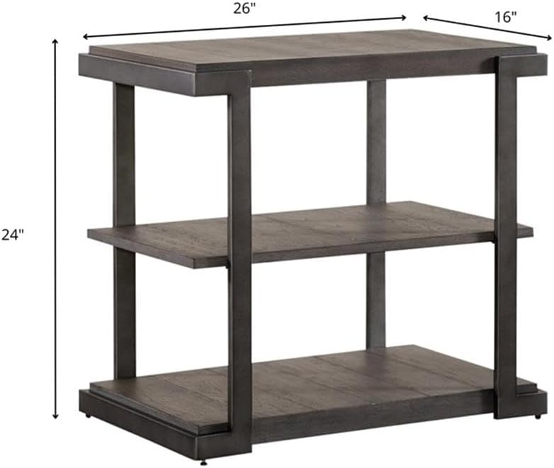 Pemberly Row 3-Piece Living Room Table Set, Metal Frame and Gray Wirebrush Fi...