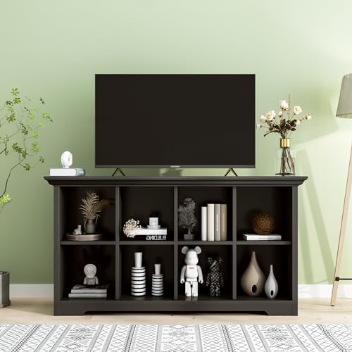 OSCHF 8-Cube Open Bookcase with Base, 2-Tier Low Cabinet, Black