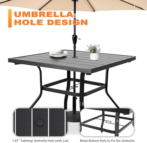 NUU GARDEN 5 Piece Outdoor Dining Set, All Weather Outdoor Padded Textilene P...