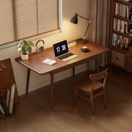 Muwuele 47"-63" Solid Wood Extendable Dining Tables for 4-8, Walnut