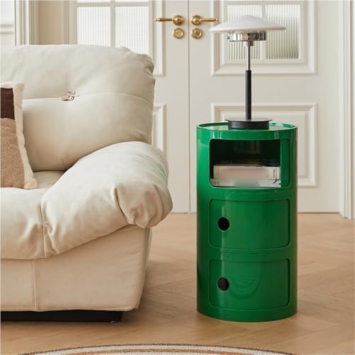 Multi-Layer Storage Cabinet, Small Round Side Table, End Table with Storage, ...