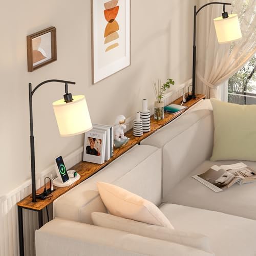 keomaisyto Skinny Sofa Table with Outlet & 3-Color Light, Console Table |...