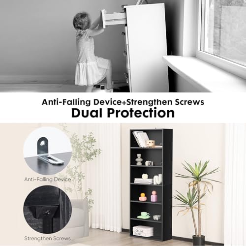 Sweetcrispy 6 Shelf Bookcase Open Display Bookshelf Storage Organizer