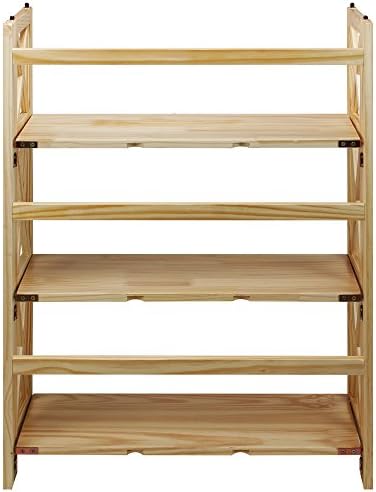 Casual Home Montego 3-Shelf Folding Bookcase, Natural , 27.5" Wide