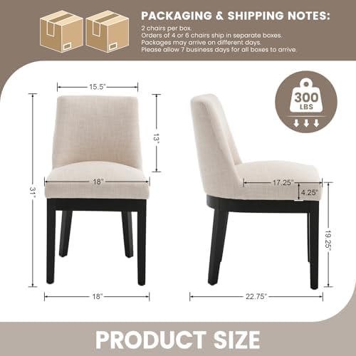 RIVOVA Upholstered Dining Chairs Set of 6, Modern Wooden Dining Room Chair Li...