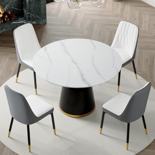 Round Dining Table Set for 4, Modern 45'' Small Dining Table for Kitc...