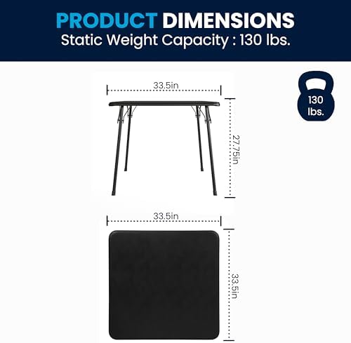 Flash Furniture Madelyn 33.5" Folding Card Table, Black