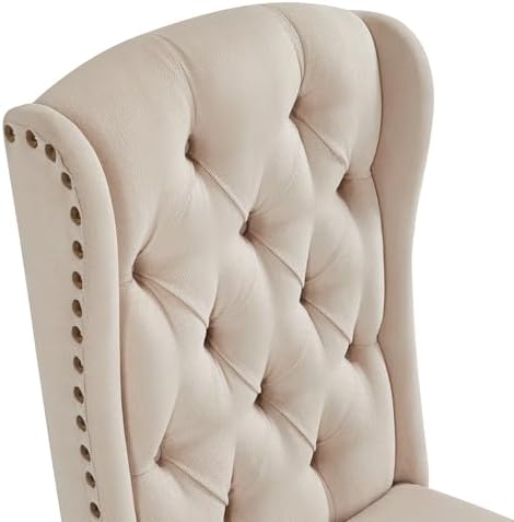 Yaheetech Upholstered Dining Chairs Set of 4 Button Tufted Chairs Beige