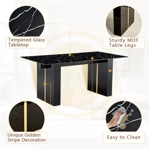 8 Chairs Dining Table Set, 71'' Kitchen Table Set for 8, Faux Marble ...