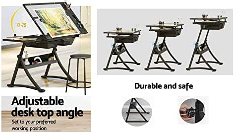 Glass Drafting Table Art Desk – Adjustable Professhional Artwork Drawing Draf...