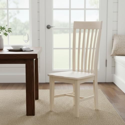 Set of 2 Tall Mission Dining Chairs Solid Parawood, Upgrade Your Dining Exper...