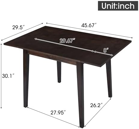 Merax Wooden 29"- 45" Extendable Rectangular Dining Table with Drop...