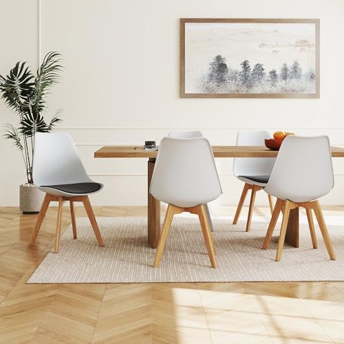 LSSBOUGHT Mid Century Modern Dining Chairs,Shell Lounge Plastic Side Chair wi...