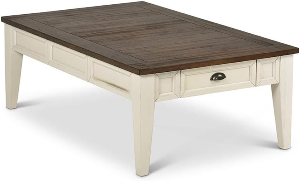 Steve Silver Cayla Storage Coffee Table in Dark Oak and White